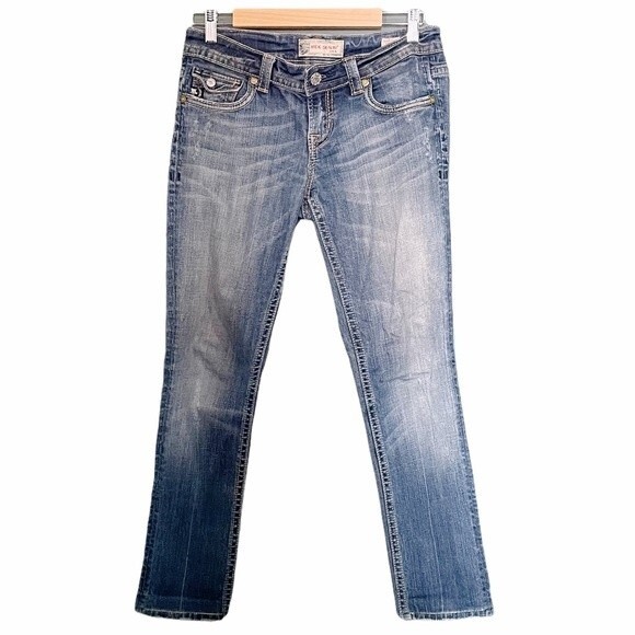 Mek Denim Y2K Back Flap Jean Medium Wash Straight Leg Size 28 | 6 Grunge 2000s - Picture 1 of 8